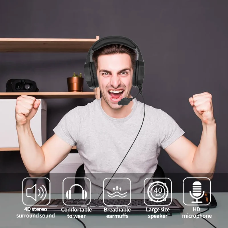 High Quality PC Gaming Headset Gamer Wired Headphone With Microphone Music Stereo Bass Helmet For Phone Computer Kids Earphone