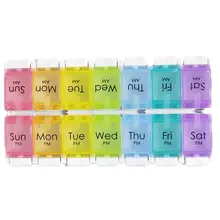 14 Grids Weekly Storage Pill 7 Day Medicine Tray Vitamin Tablet Case Box Organizer