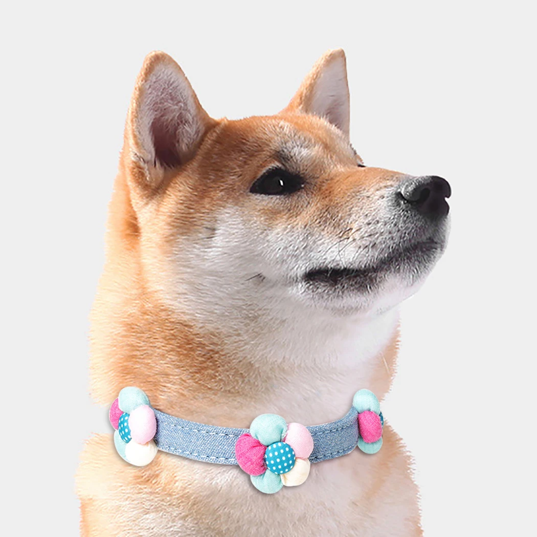 Новое поступление PU щенок собака красочный цветок украшение воротник кошка шейный ремень ожерелье поводок для собаки Чихуахуа Тедди