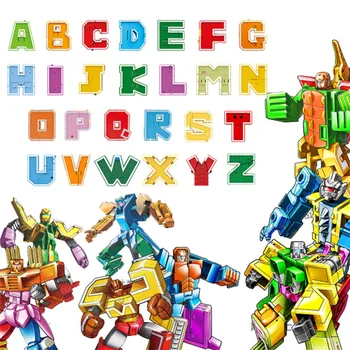 

Magic A-Z English letter Creative Blocks Assembling Educational Blocks Action Figure Transformation Robot Deformation Toys