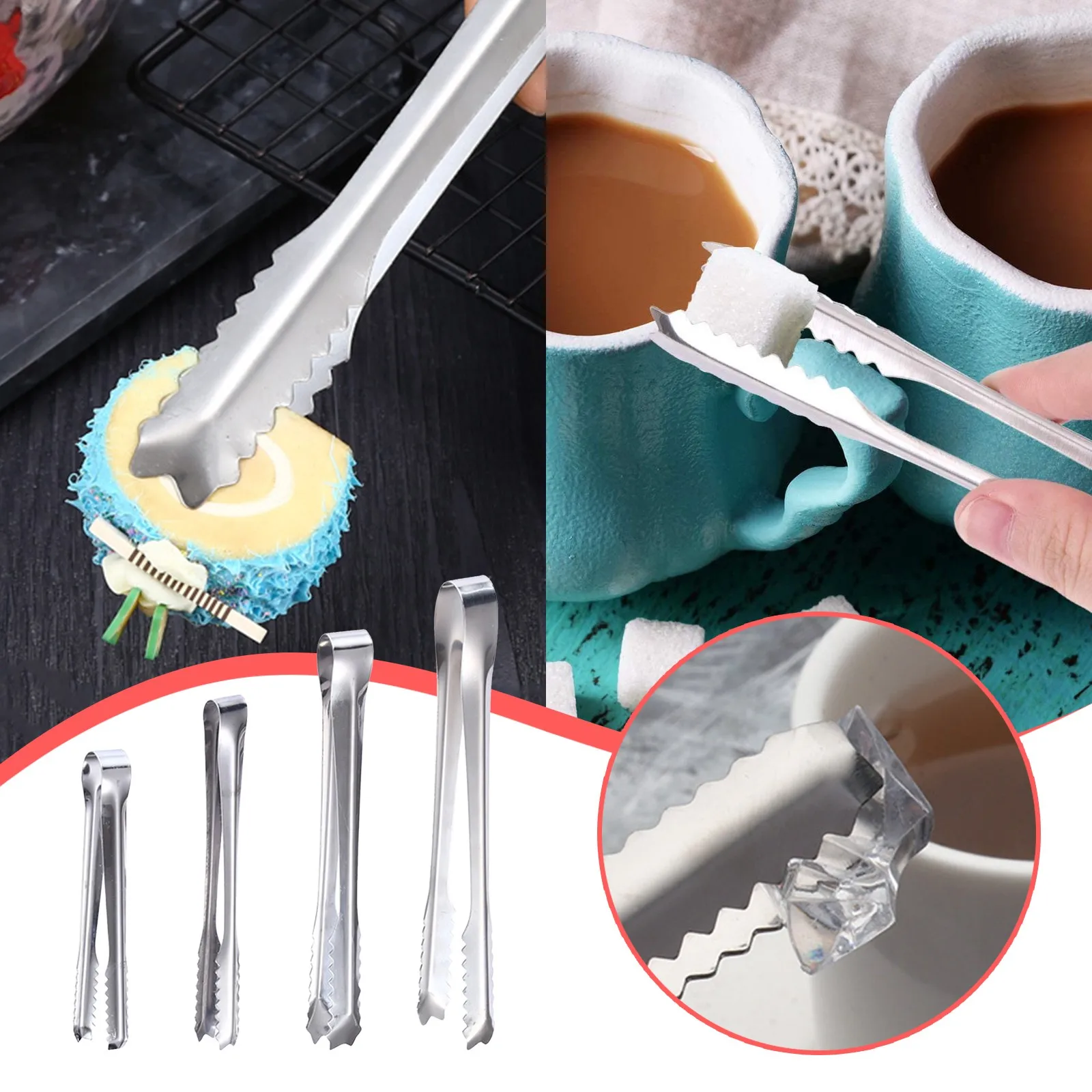 Mini Pinces de Service en Acier Inoxydable, Pince à Sucre Glacé avec Dents  Antidérapantes, pour Viande, Pinces de Cuisson, Gadget de Cuisine de Bar,  5/1 Pièces - AliExpress