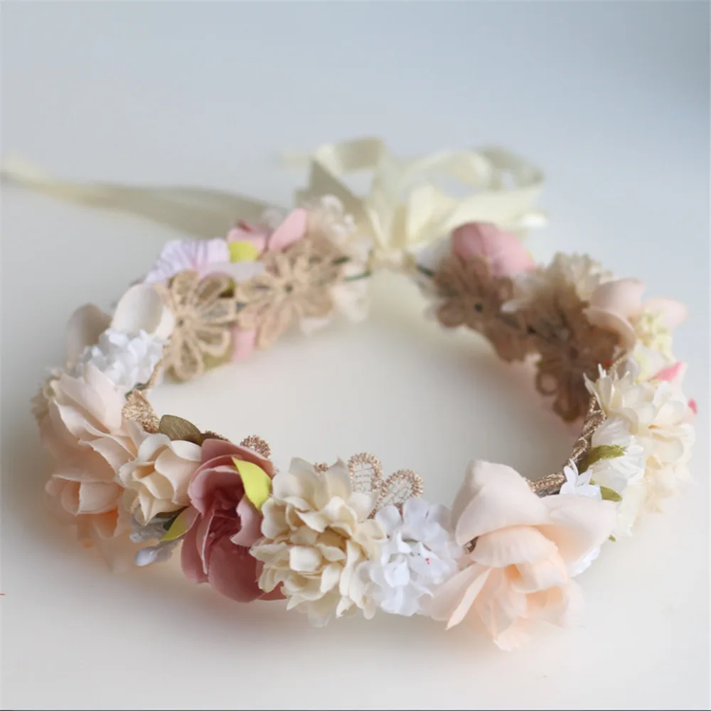 Beach Holiday Hair Wreath Crown Wedding Bridal Hair Accessories Headwear with A Flower Headband For Women Photography Romantic