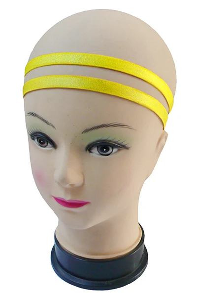 Bright Yellow Новое поступление, 10 шт, женские и мужские двойные повязки для волос для йоги, спортивная повязка на голову, нескользящая эластичная резиновая повязка на голову для футбола и йоги - Цвет: Bright Yellow