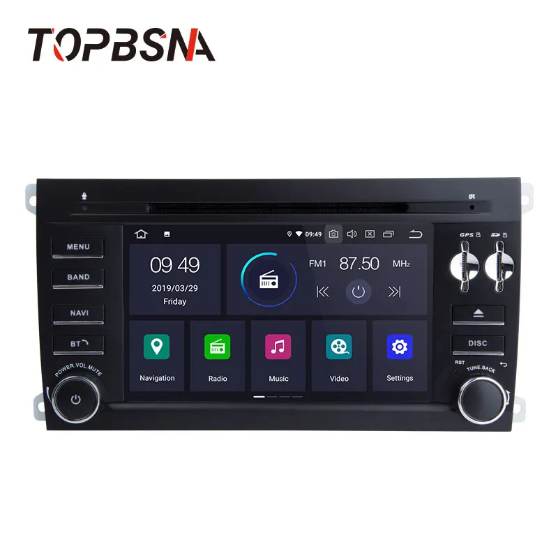 Discount TOPBSNA Android 9.0 Car DVD Player for Porsche Cayenne 2003-2010 GPS Navigation 2 Din Car Radio Multimedia Wifi Stereo RDS Audio 1