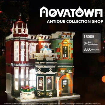 

Hot Creator city street view Antique collection shop Architecture moc building block with light assembly bricks educational toys