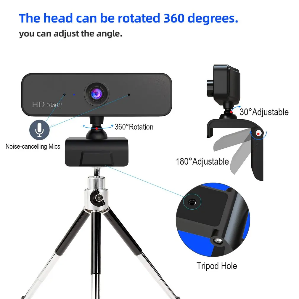 Веб-камера, USB камера, цифровая, Full HD, 1080 P, веб-камера с микрофоном, клипса на 2,0 мегапикселя, CMOS, PC камера для компьютера