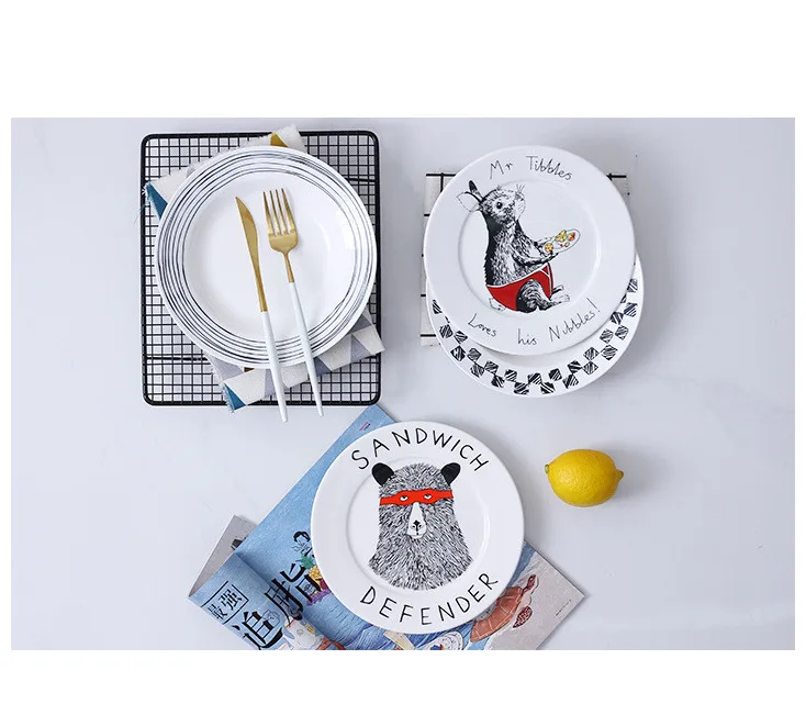 High quality Nordic cutlery cartoon breakfast cake snack dish creative western dish steak dish plate