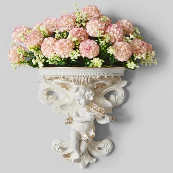 

Art Corbel Wall Hanging Rococo Plaster Living Room Crafts Cupid Stereoscopic Flower Pot Garden Angel Shape Shelf Home Decoration