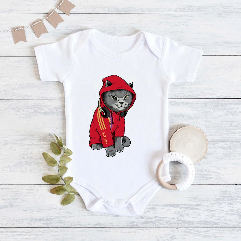 

Fashion Summer Baby Girls Clothes Cool Cat Cosplay Print Newborn Bodysuit Aesthetic Harajuku One-Pieces Toddler Romper