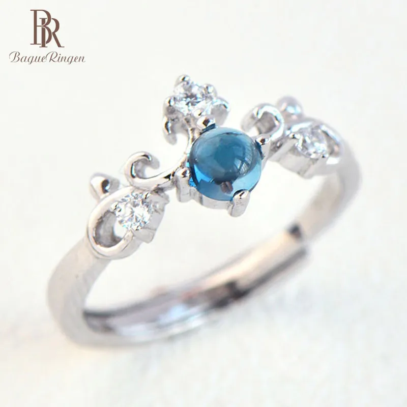 Bague Ringen S925 ювелирные кольца для женщин Простые Классические топаз Сапфировая Корона Женское Обручальное Кольцо подарки на день Святого Валентина