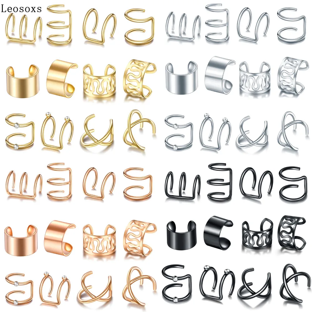 

Leosoxs 2 piece Best selling stainless steel earrings nightclub non-pierced hypoallergenic earrings