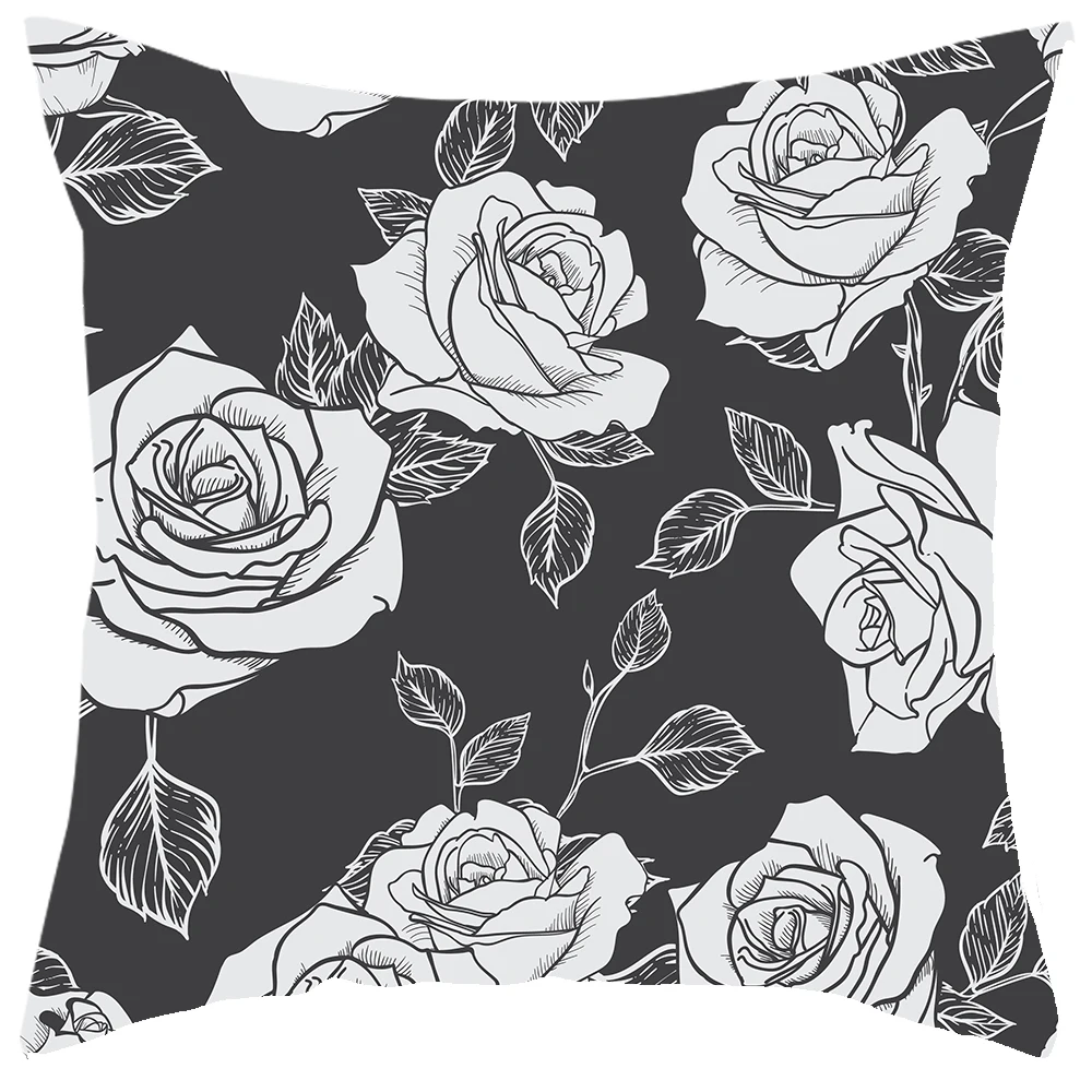 Boniu Геометрическая наволочка с цветами наволочка черный и белый полиэстер 45*45 см наволочка декоративная для дома - Цвет: PC0102-6