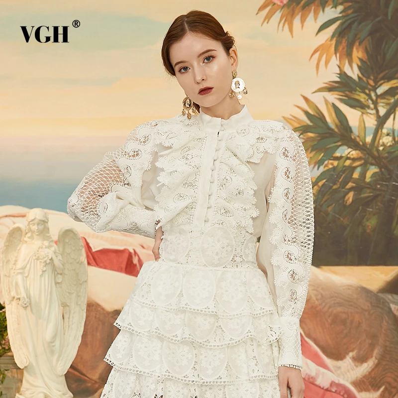 [EAM] Women White Burr Big Size Short Blouse New