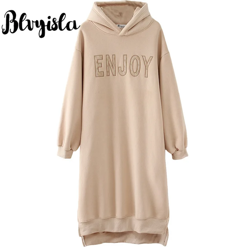Blvyisla 5XL размера плюс, Длинные Свободные флисовые теплые толстовки с капюшоном для женщин, повседневные топы с неровным подолом Boyfriend