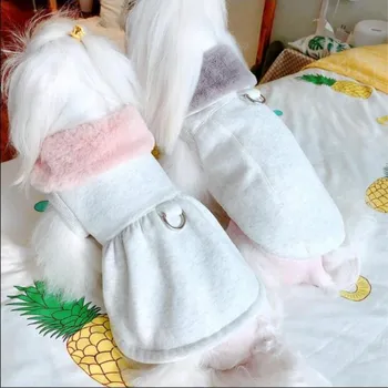 

Winter Dog Clothes Luxury Faux Fur Collar Dog Coat for Small Dog Warm Windproof Pet Parka Fleece Lined Puppy Jacket Pet Products