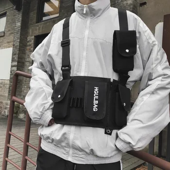 

Unisex Multi Pockets Casual Hip Hop Chest Bag Fashion Pouch Streetwear Daily Outdoor Multifunctional Harness Button Closure Belt