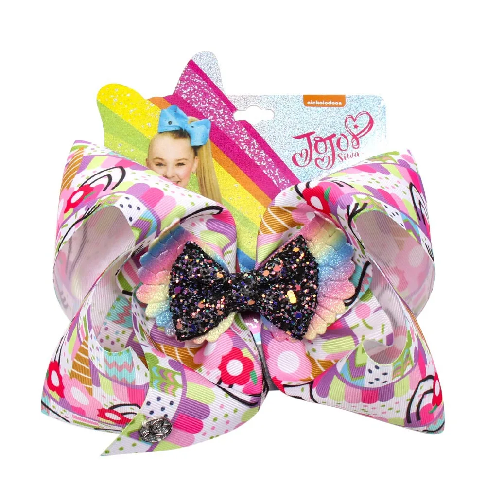 7 дюймов Jojo Siwa большой единорог банты для волос с зажимами для детей девочек Блестящий бант Jojo банты шпильки вечерние аксессуары для волос