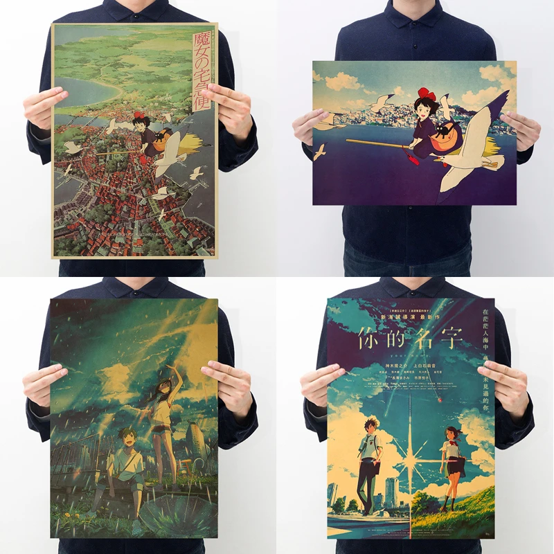 Nostalgic Anime Manga Witch Home Delivery Weather Son Your Name Character Retro Kraft Poster Home Decoration Painting Wall Stickers Aliexpress