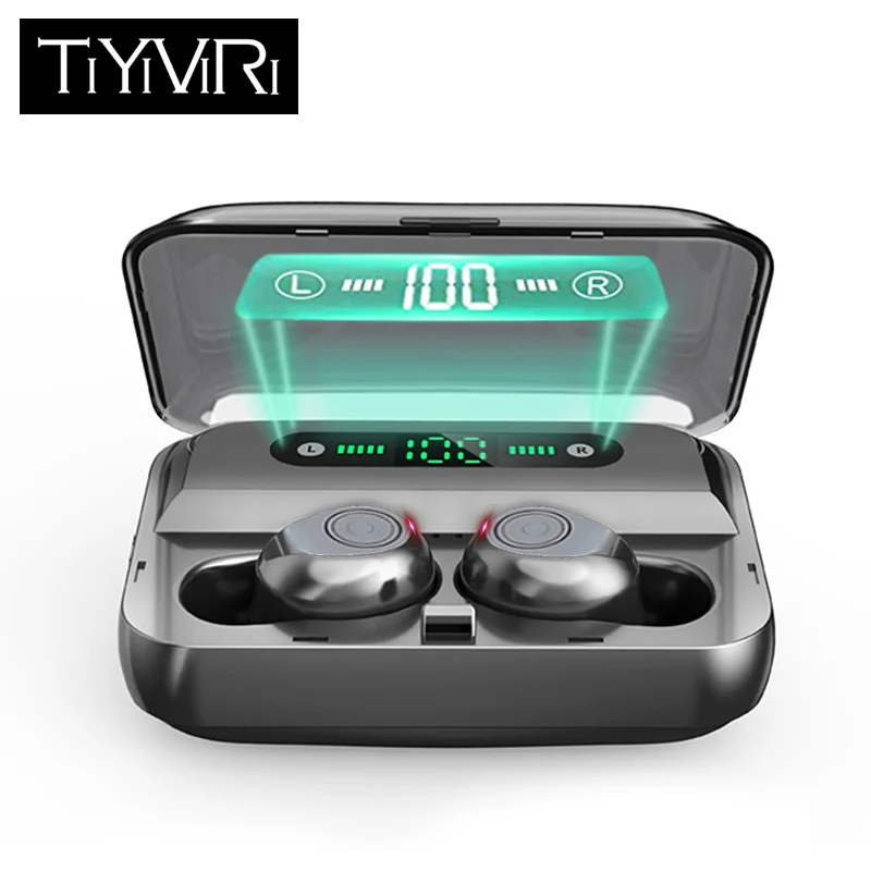 

F9 Mini Wireless Bluetooth Earphone HiFi 5D Stereo IP7 Waterproof Bluetooth Earphone with LED Power Display Phone Holder