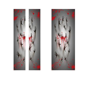 

Self Adhesive Bloody Hand-prints Smooth 3D Effect Horror Glass Surface Waterproof Indoor PVC Halloween Door Sticker Party