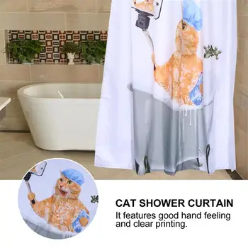 

New Cat Pattern Shower Curtain Household Thickened Shower Curtain Shower Curtain Polyester Separated Curtain For Home Bathroom