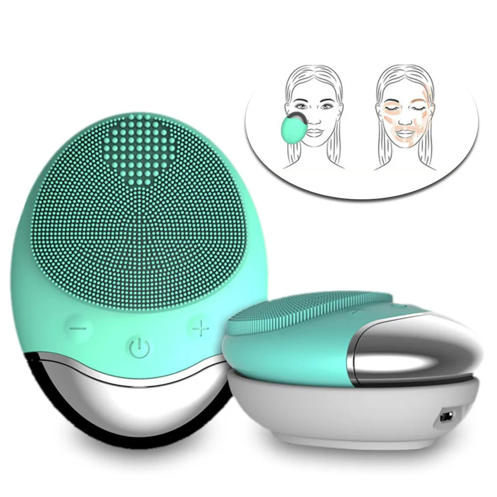 

Wireless Charging Ultrasonic Facial Cleansing Brush Face Massager Silicone Vibrating for Removing Skin Oil Blackheads Cosmetic
