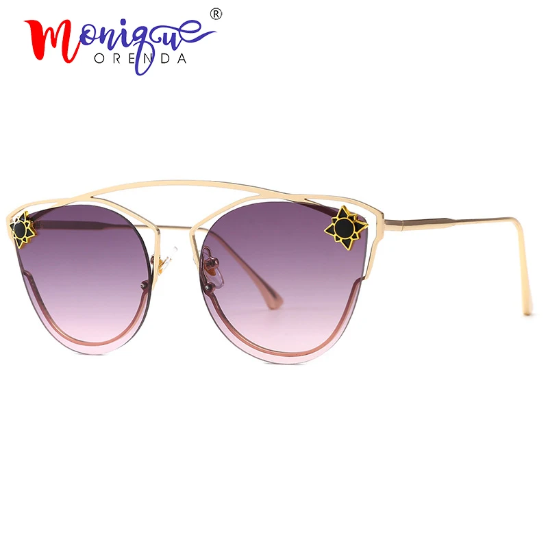 Luxury designer cat eye sunglasses women vintage metal gradual sun glasses for women mirror retro oculos de sol gafas UV400