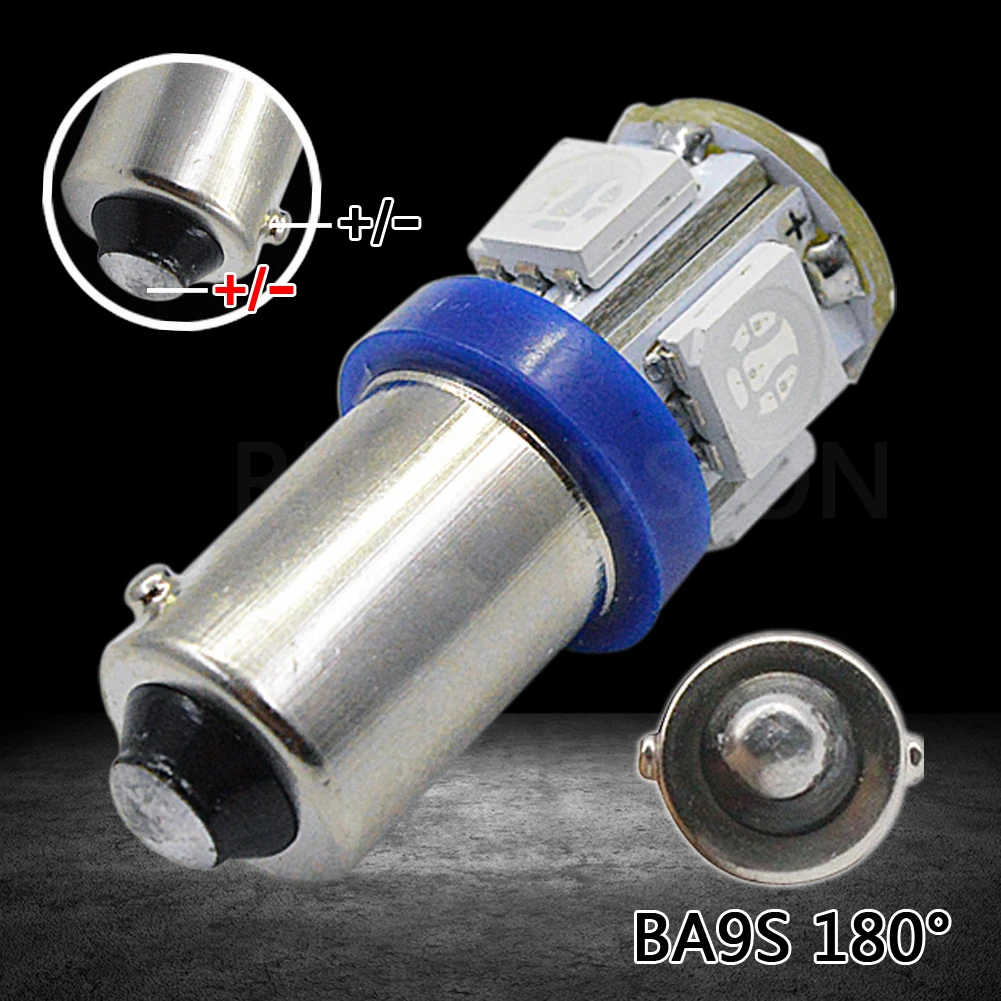 10 шт. 12 В BA9S BAX9s 64132 H6W BAY9S H21W 5SMD 5050 Led Клин Парковка индикатор купольная карта номерного знака светильник лампа 4 цвета - Испускаемый цвет: BA9S 12V Blue