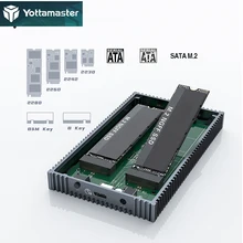 

Yottamaster SO4-RC3 M.2 SATA SSD Enclosure USB 3.1 Gen 2 10 Gbps 4TB Max RAID Mode B-Key B&M Key External Hard Drive Case