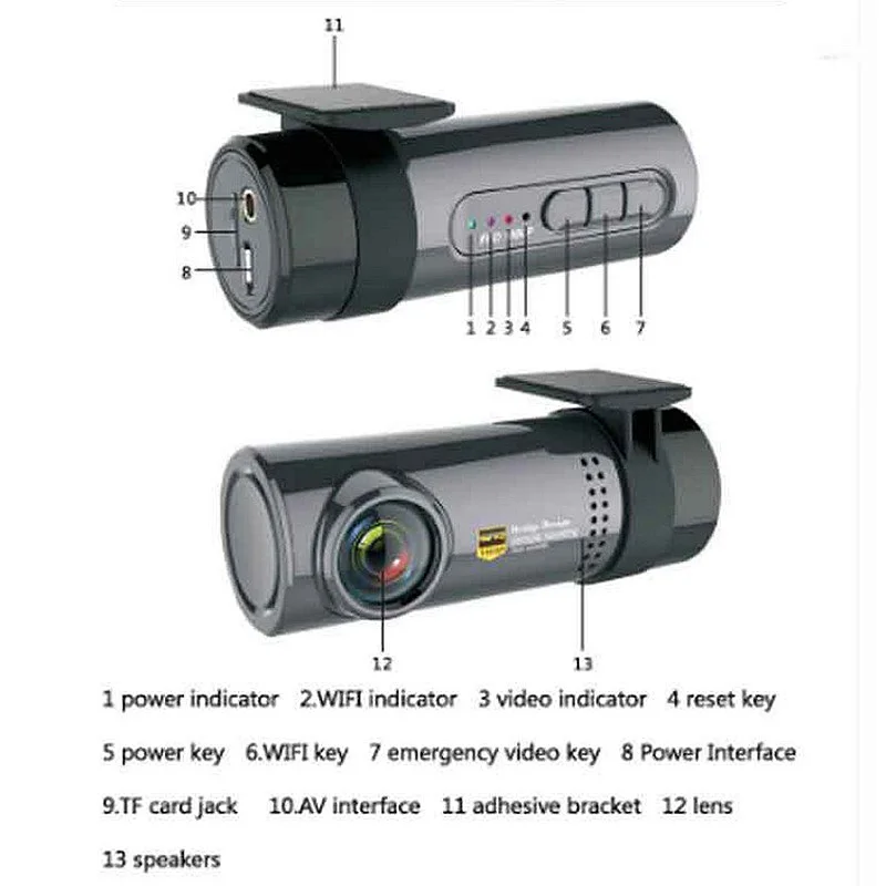 Car Dvr Wifi Concealed Driving Recorder 1080P Full Hd Night Version G-Sensor Driving Recorder Witho