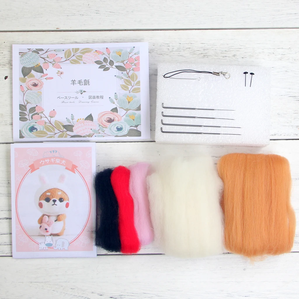 

2020 New Rabbit Doll Wool Felt Craft DIY Non Finished Poked Set Handcraft Kit For Needle Material Bag Pack