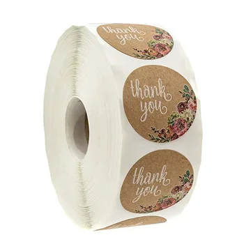

1 Roll Heart Round THANK YOU Paper Stickers Labels Gift Box Adhesive Stickers Kawaii Stationery