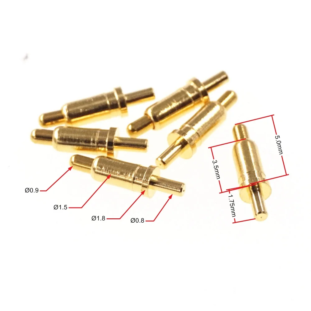 10 Stück federbelasteter Pogo-Pin-Stecker, Zylinderdurchmesser 1,8 mm, Höhe 5,0, vertikale Leiterplatte, Durchgangslochflansch 1,8 2 A, M1540