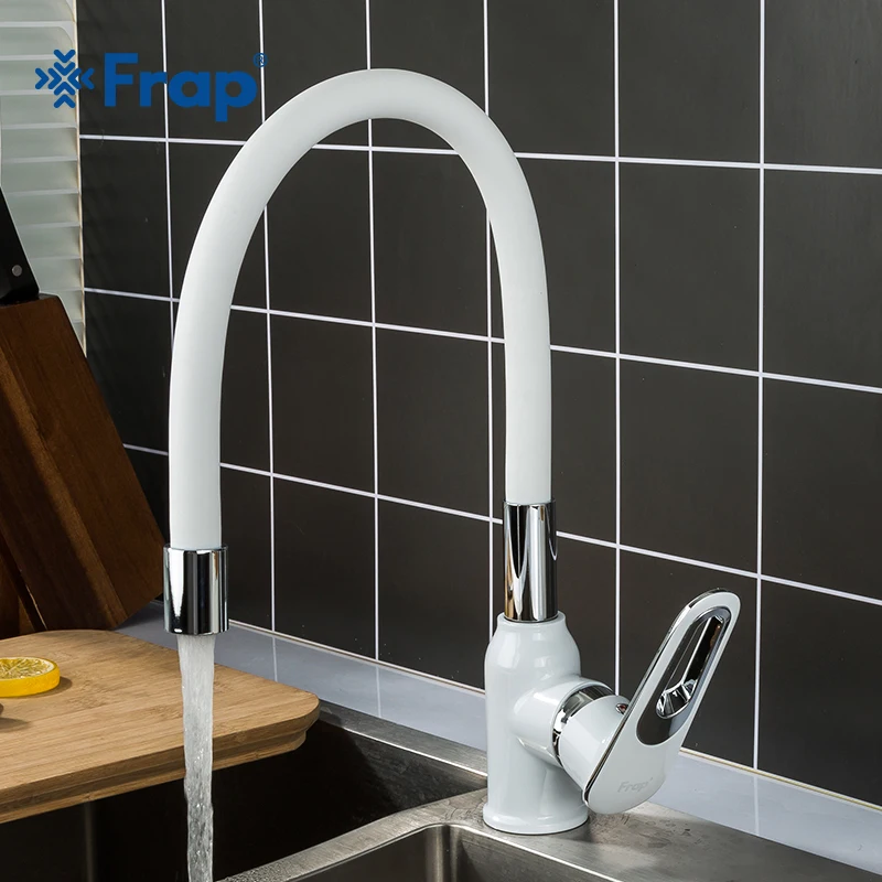 Kitchen Faucet Mounted Hot-Water-Mixer Frap Tap Deck Pull-Down Cold And Nose F4049 Silica-Gel