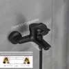 Matte Black Bathroom Shower Faucet Bath Faucet Mixer Tap ABS Hand Shower Set Wall Mount Black Shower Control Valve Taps 3