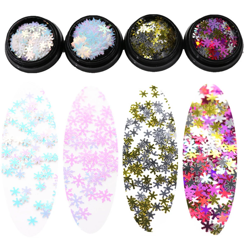 1Box Nail Christmas Glitter Powder Flake Sparkly 3D Snowflake colorful Mirror Sequin Spangle Polish Manicure Art Decoration | Красота и