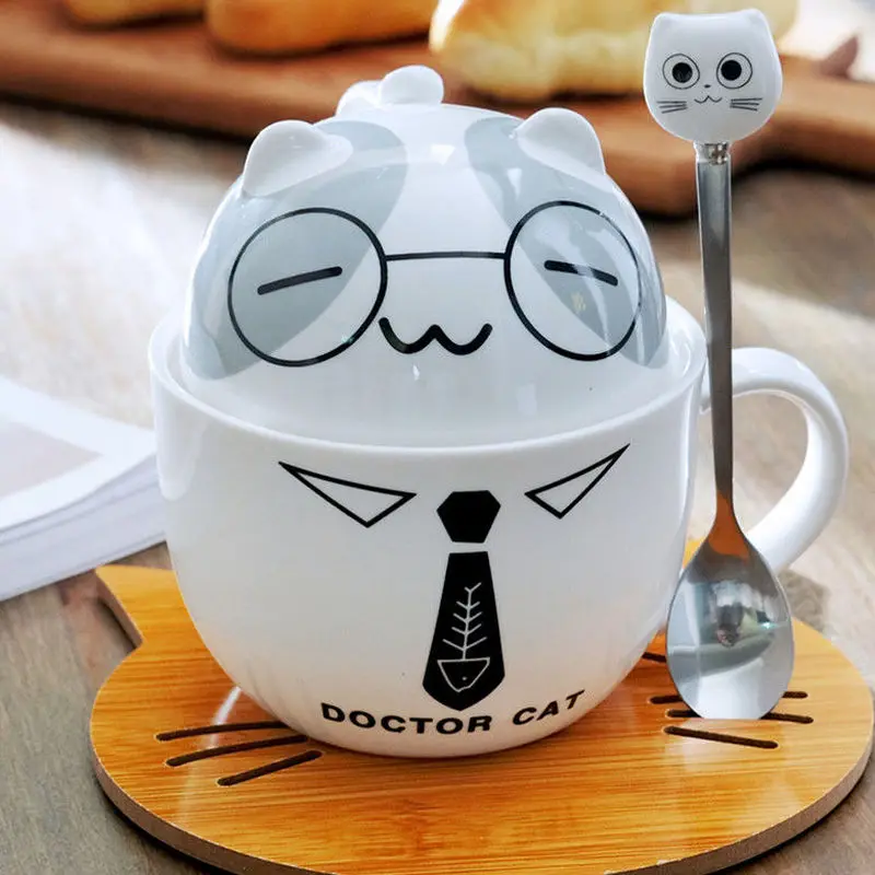 Cartoon Ceramic Mug Couple Cup Coffee Milk Household Men and Women with Lid Spoon Creative Simple Unicorn | Дом и сад