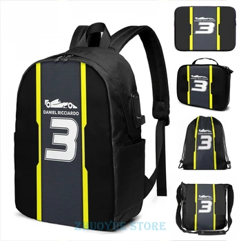

Funny Graphic print Daniel Ricciardo 2019 USB Charge Backpack men School bags Women bag Travel laptop bag
