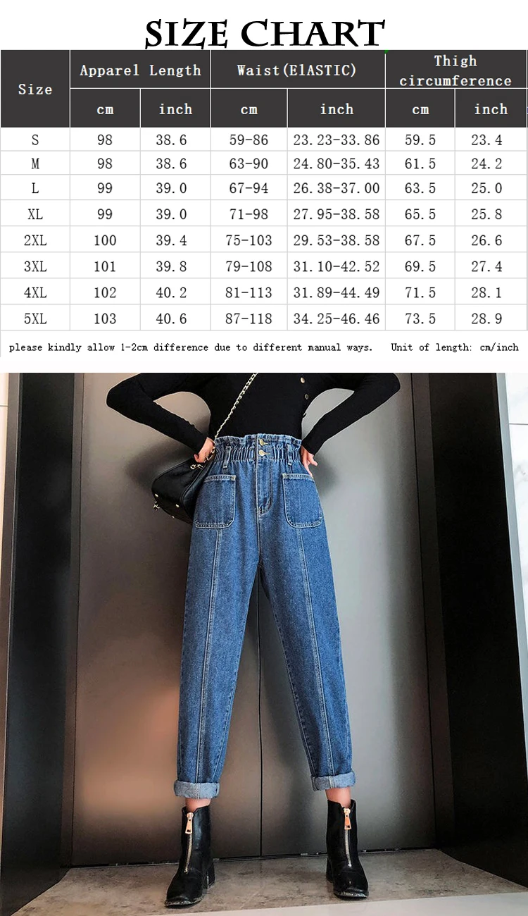 EACHIN размера плюс(S-5XL) Женские джинсовые штаны-шаровары, Модные свободные брюки-карго с эластичной резинкой на талии, корейские теплые уличные брюки