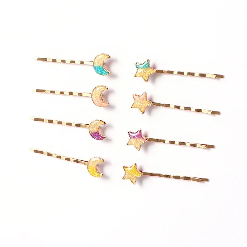 

2019 New five-pointed Star Moon Clip Metal Bangs Clip Korean Hair Accessories Female G1108