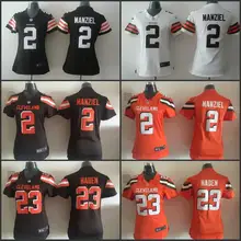 Женские Кливленд дамы 2 Джонни Manziel 23 Джо Хэйден с вышитыми логотипами размеры s до XXL Джерси