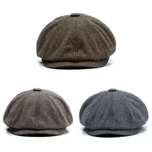 Унисекс для мужчин и женщин ретро осень зима Берет Кепка в британском стиле искусство восьмиугольная кепка