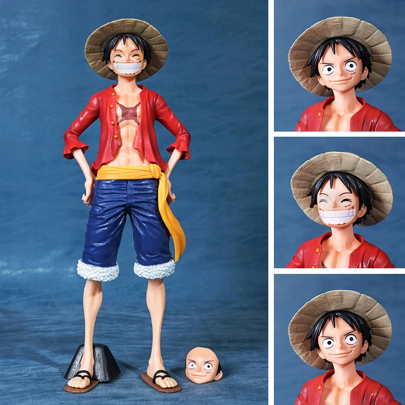 Улыбающееся лицо сменная Обезьяна D. Luffy Аниме Фигурки игрушки одна штука фигурка