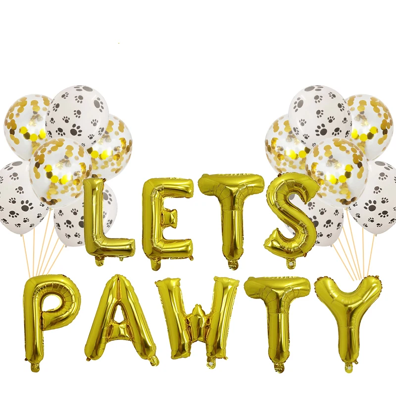 Фольгированные воздушные шары милая надпись Let PAWTY вечерние праздничный шар