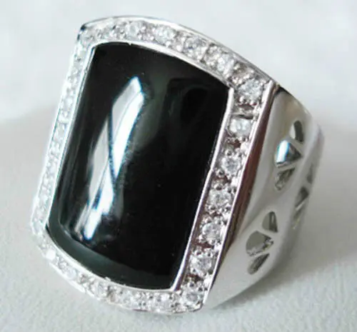 shipping&gt &gt&gt&gtbeautiful silver plate black stone ring size 8.9 10 11.12# 5.24 | Украшения и аксессуары