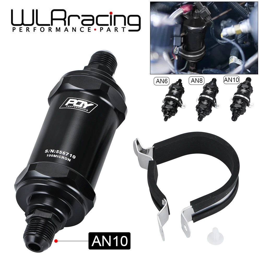 Fuel filter WLR-PQY AN6 / AN8 / AN10 Adaptor Fittings Inline Fuel Filter E85 Ethanol With 100 Micron Stainless Steel Element