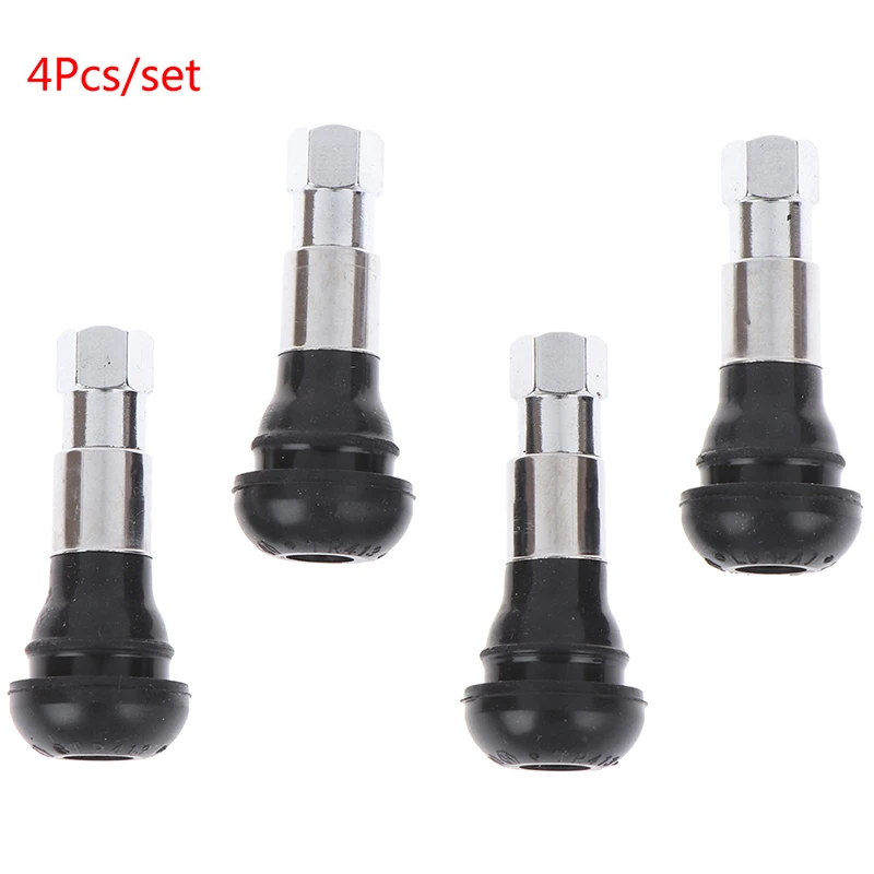 

4pcs TR413 Car Valve Snap In Rubber Tubeless Tire Valve Cap Wheel Stem Vacuum Nozzle Rim Hole Car Tire Wheel Accessories