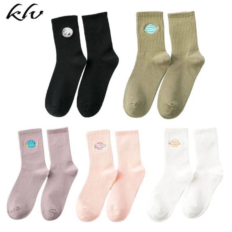 Японские Харадзюку женские осенние милые носки с мультяшными рисунками милые вышитые ребристые носки в стиле хип-хоп для скейтборда чулочно-носочные изделия