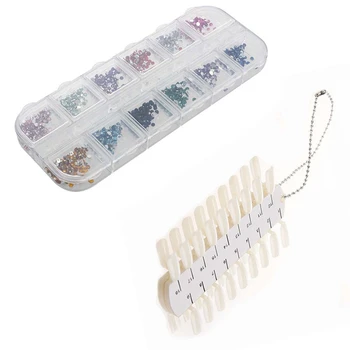 

1800 Acrylic UV Gel Nail Art Tips Glitter Rhinestone & Double-Layer 36 tips Nail Color Display Card Nail Art Practice