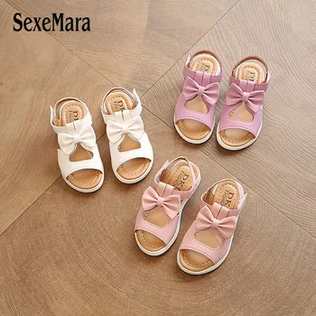 

2020 New Bow-tie Sandals for Girls Hollow Summer Shoes Girl Solid Dress Shoes Girls Sandals Hot Sale A06071 chaussure fille ete